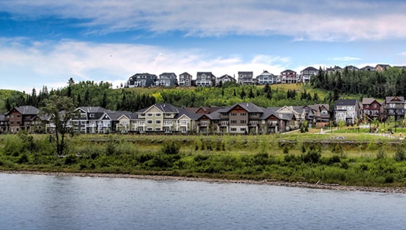 View-from-Bow-River2 View of the community of Precedence, Cochrane